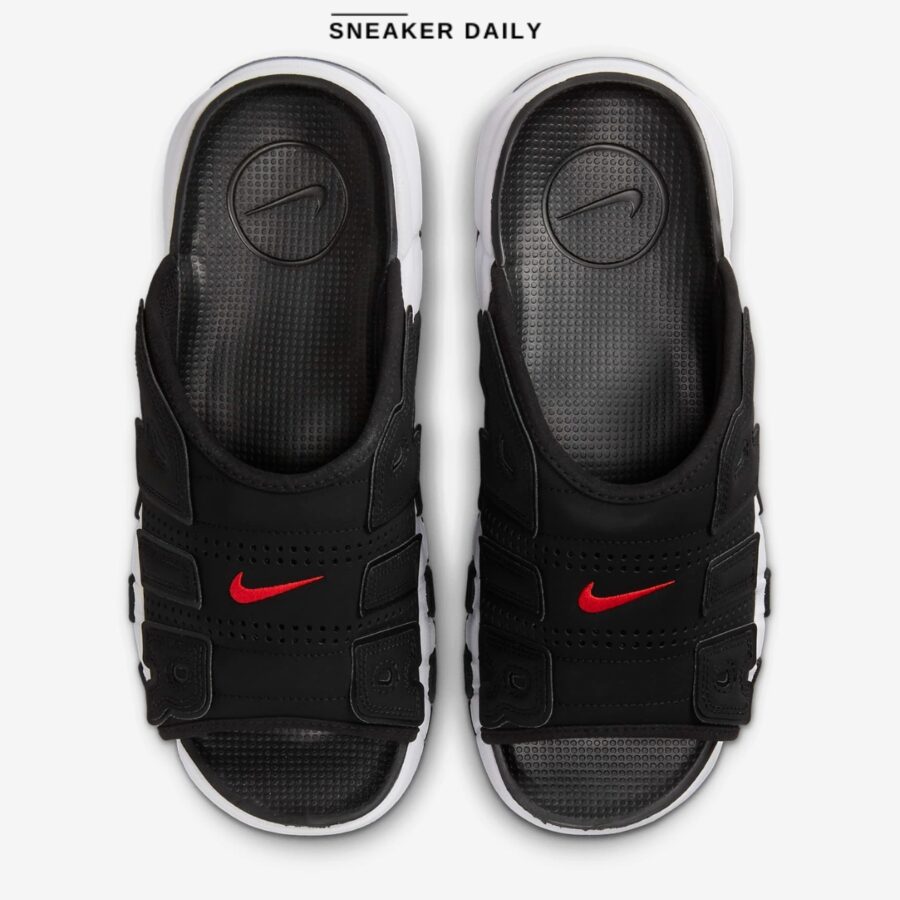 dép nike air more uptempo slide 'black white red' fj2707-001