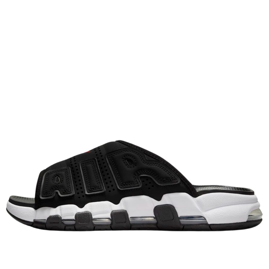 dép nike air more uptempo slide 'black white red' fj2707-001