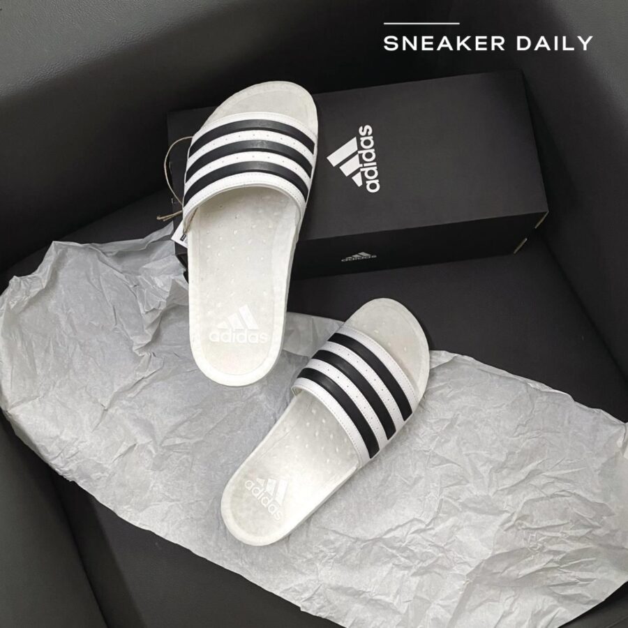 dép adidas adilette boost slides 'white black stripes' fy8155