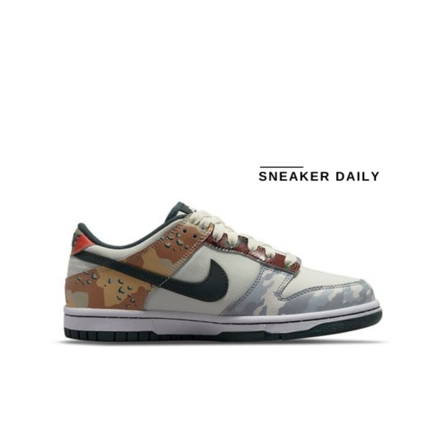 giày (gs) nike dunk low se 'sail multi-camo' db1909-100