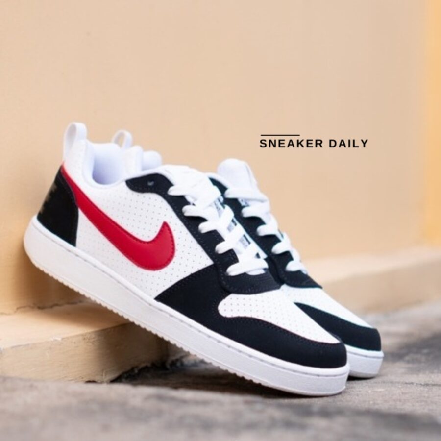 giày nike court borough low 'white black red' 838937-102