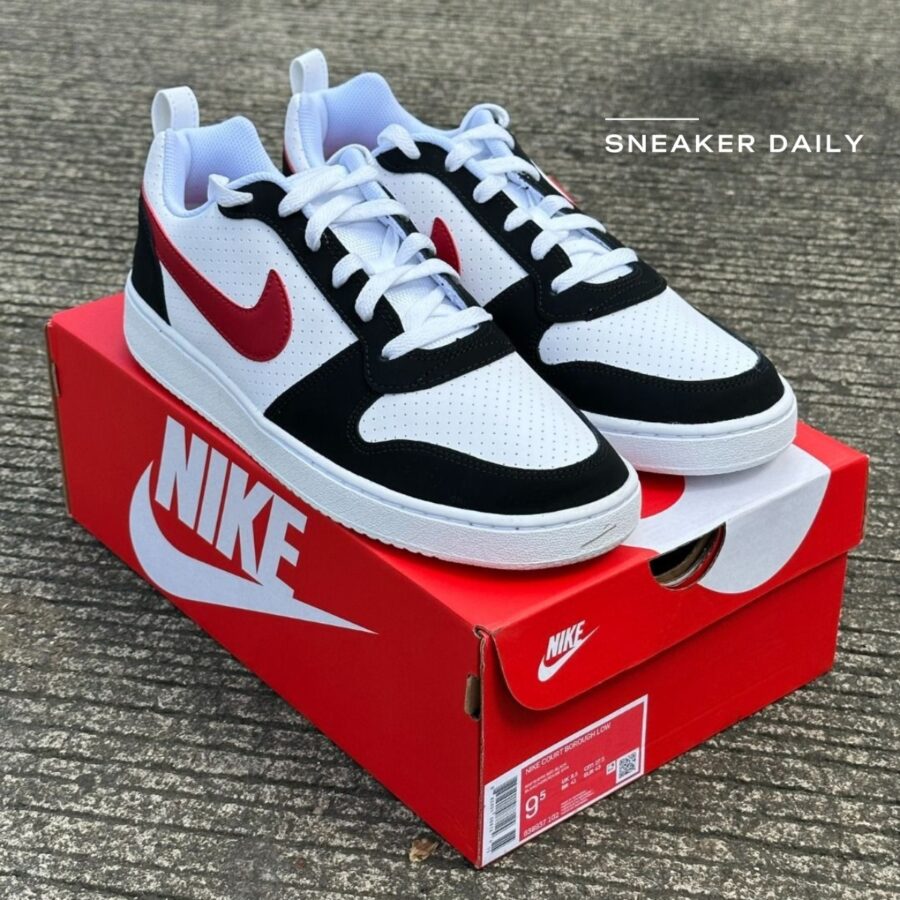 giày nike court borough low 'white black red' 838937-102