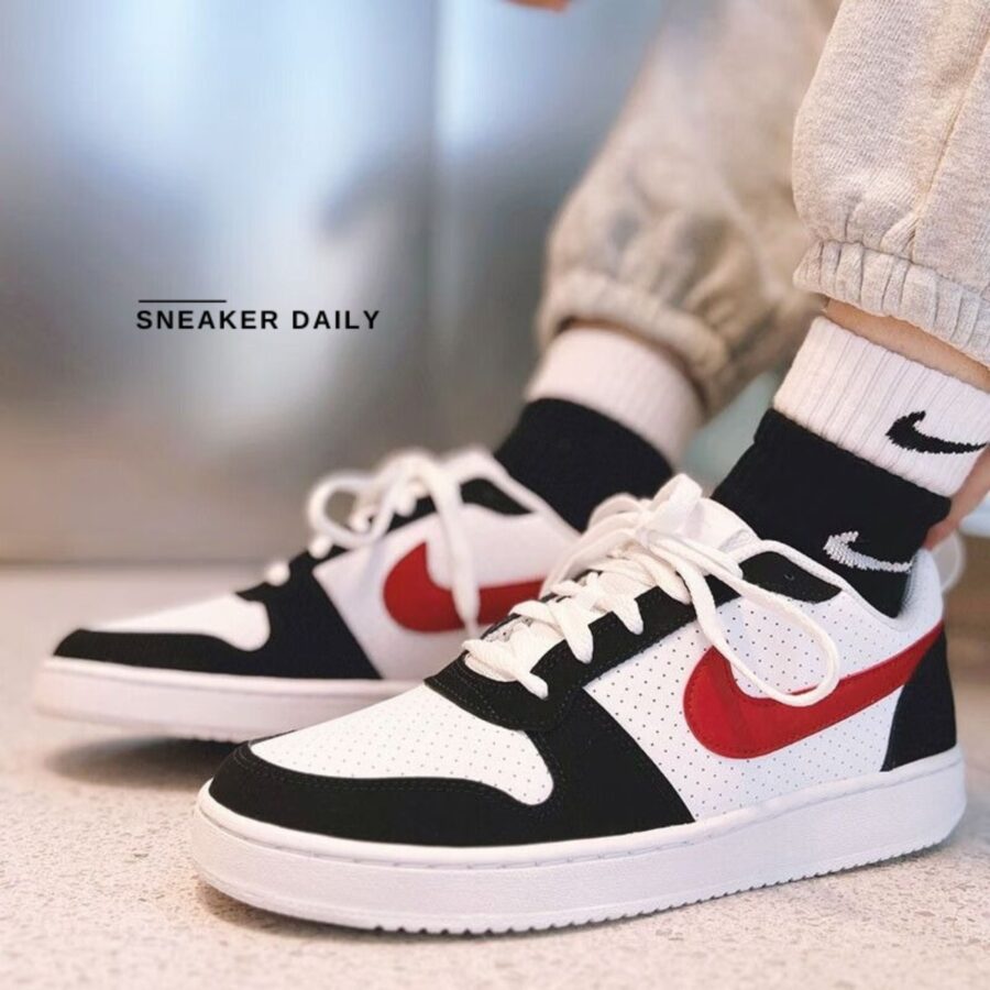 giày nike court borough low 'white black red' 838937-102