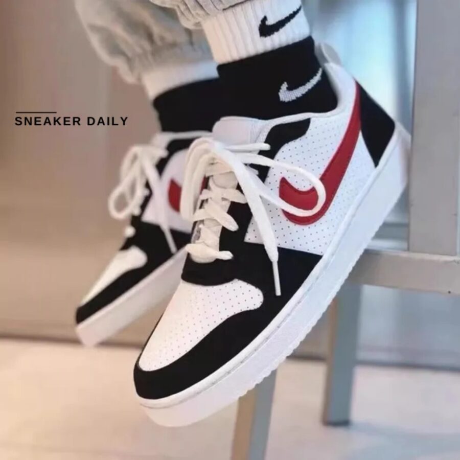 giày nike court borough low 'white black red' 838937-102