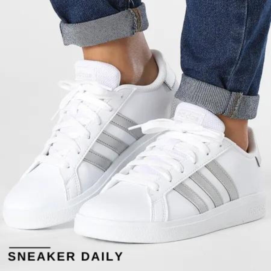 giày adidas grand court 2.0 lifestyle tennis shoes 'white matte silver' (gs) gw6506