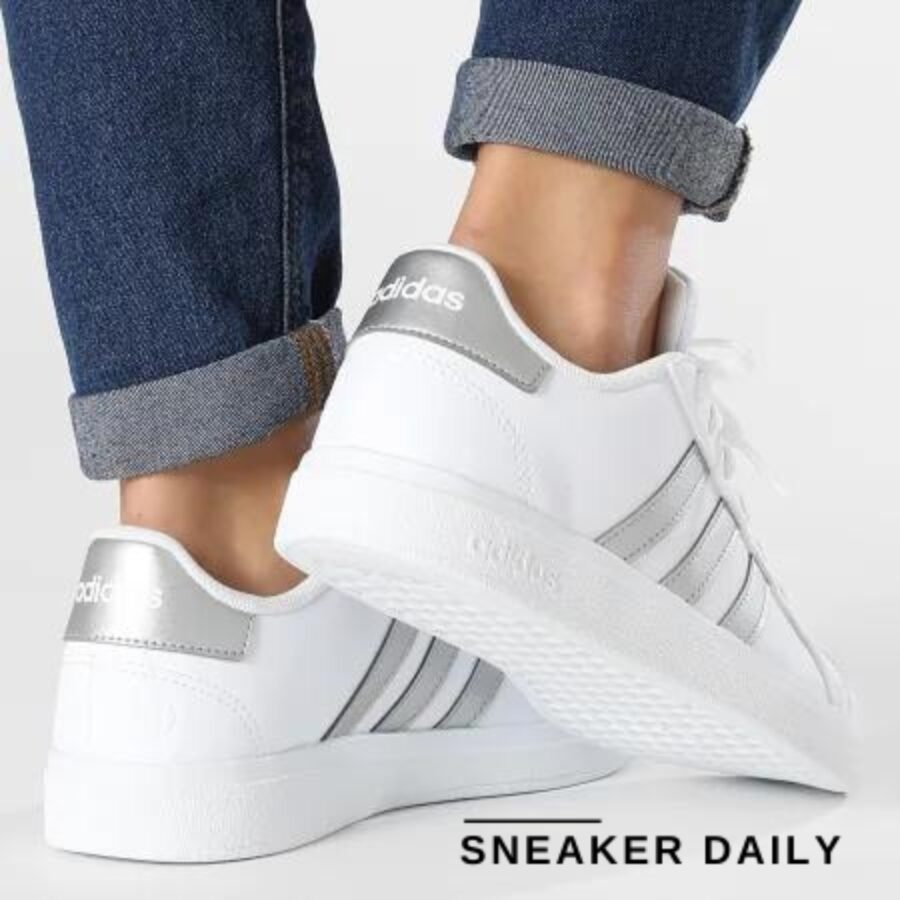 giày adidas grand court 2.0 lifestyle tennis shoes 'white matte silver' (gs) gw6506