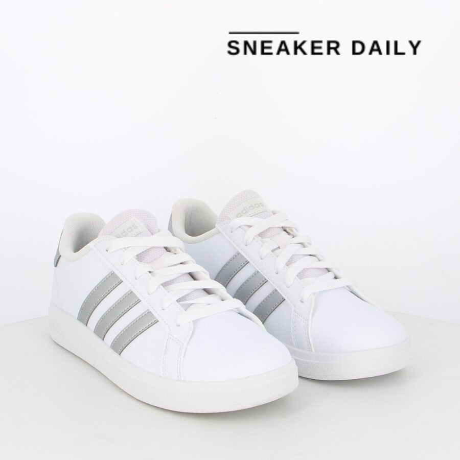 giày adidas grand court 2.0 lifestyle tennis shoes 'white matte silver' (gs) gw6506
