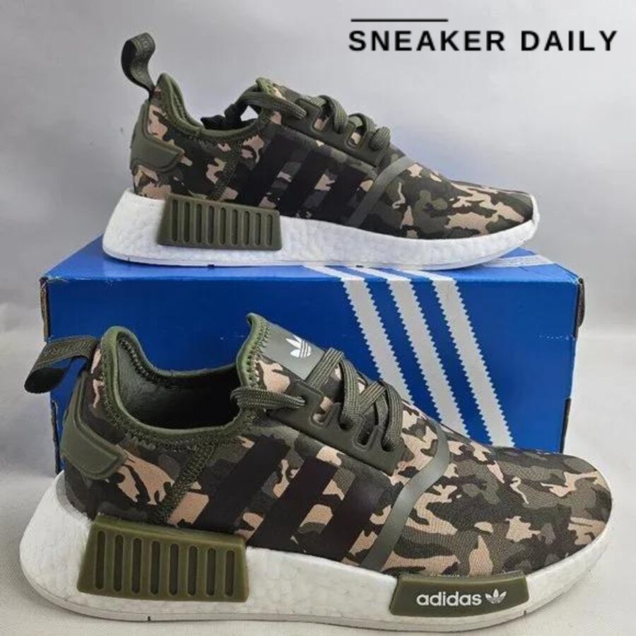 giày adidas nmd_r1 'olive strata camo' (gs) hq1652