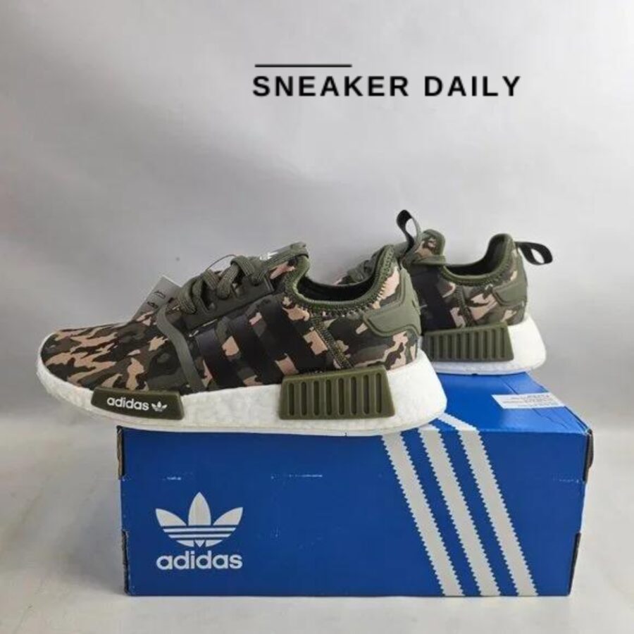 giày adidas nmd_r1 'olive strata camo' (gs) hq1652