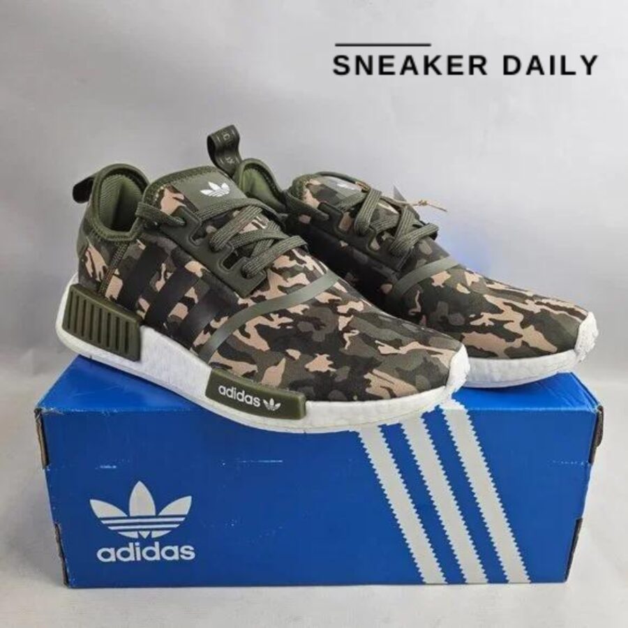 giày adidas nmd_r1 'olive strata camo' (gs) hq1652