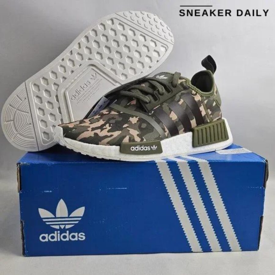 giày adidas nmd_r1 'olive strata camo' (gs) hq1652