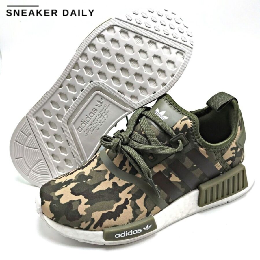 giày adidas nmd_r1 'olive strata camo' (gs) hq1652