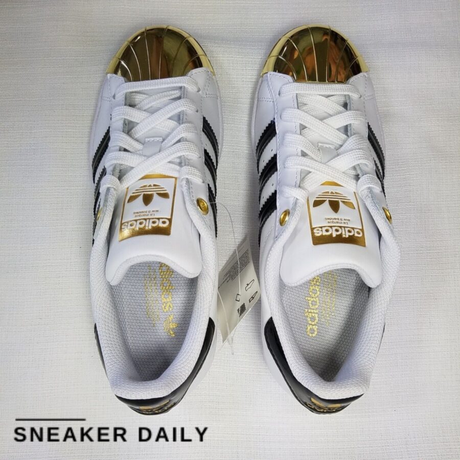 giày adidas superstar metal toe 'white gold metallic' (wmns) fv3310