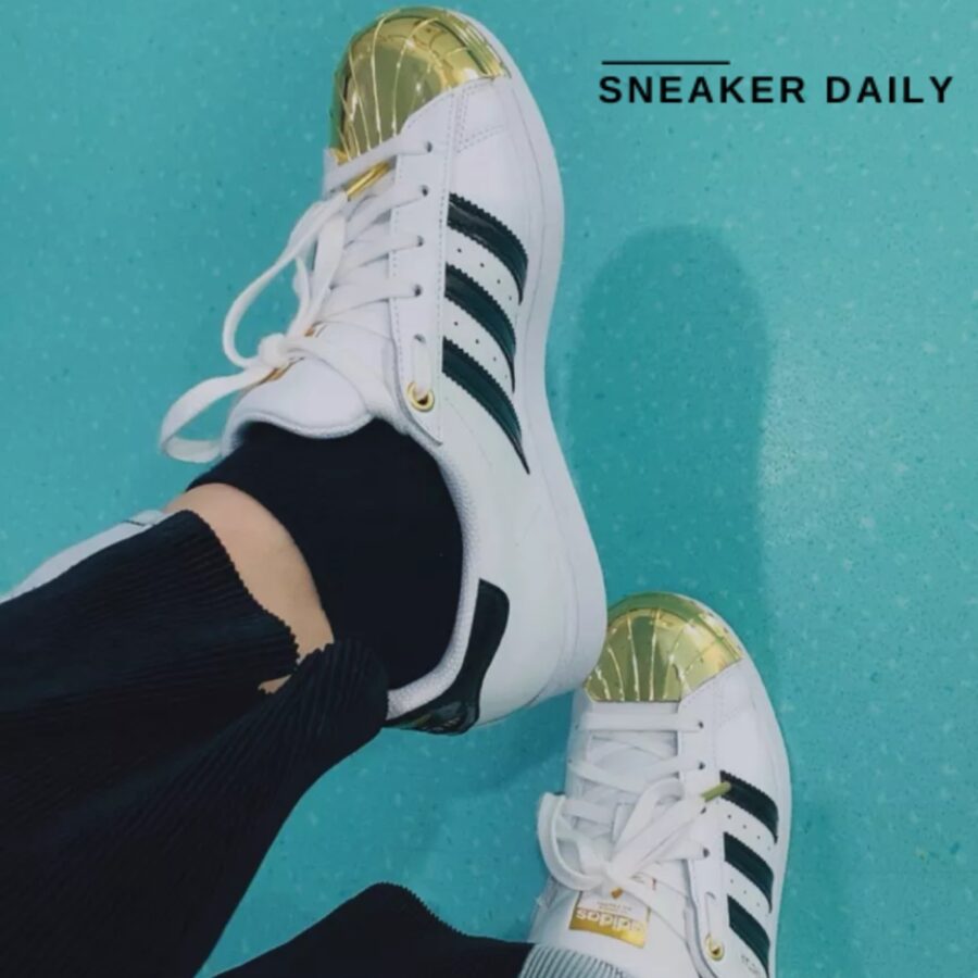 giày adidas superstar metal toe 'white gold metallic' (wmns) fv3310