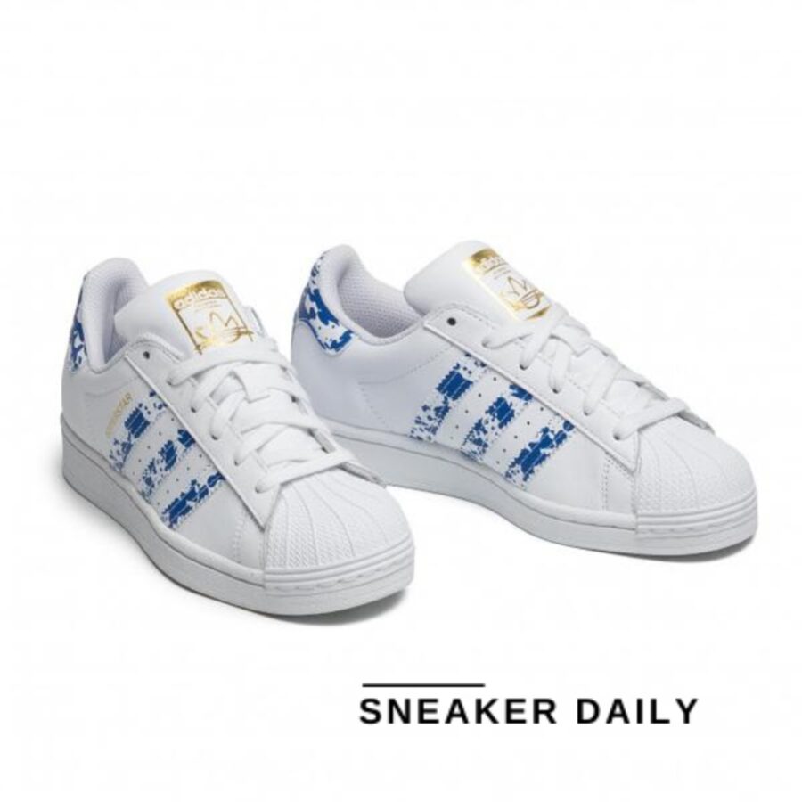 giày adidas superstar 'white blue splatter' fy7713