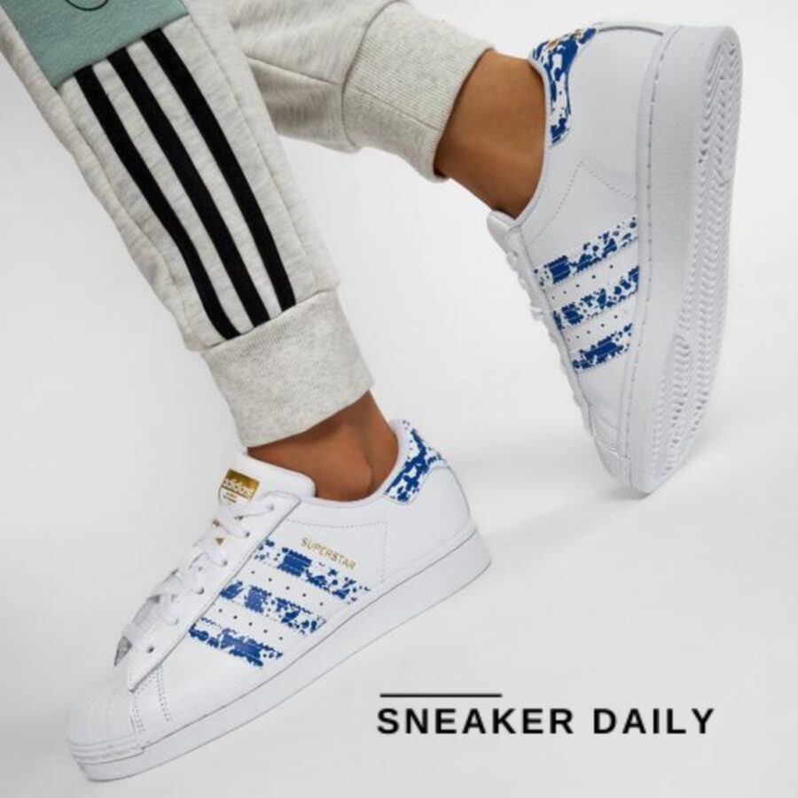 giày adidas superstar 'white blue splatter' fy7713