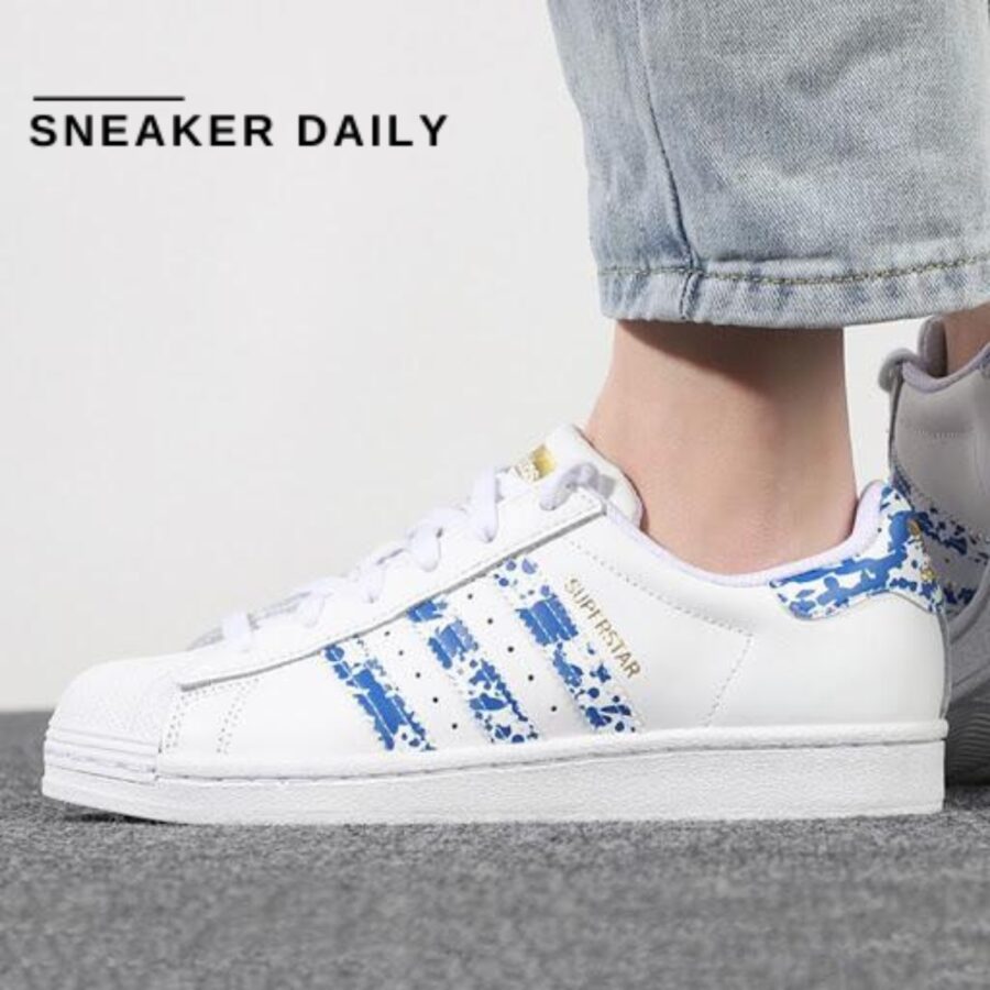 giày adidas superstar 'white blue splatter' fy7713