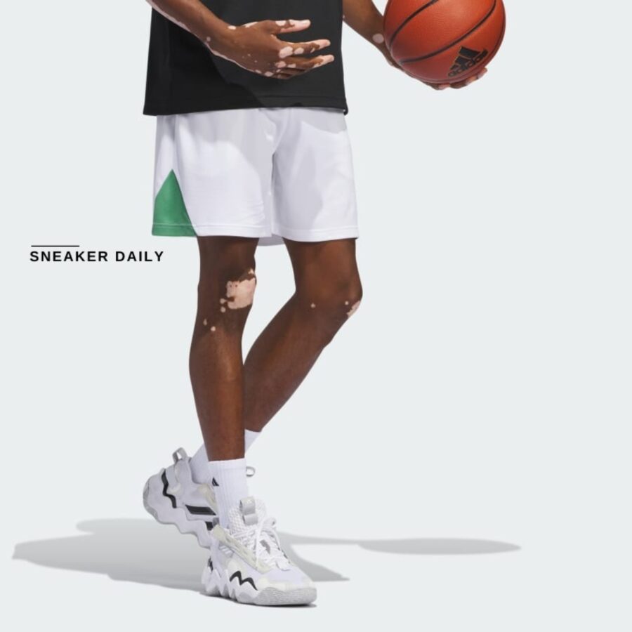 quần adidas basketball badge of sport shorts 'white/preloved green' ir5538