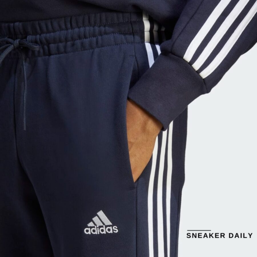 quần adidas essentials french terry tapered cuff 3-stripes pants ic9406