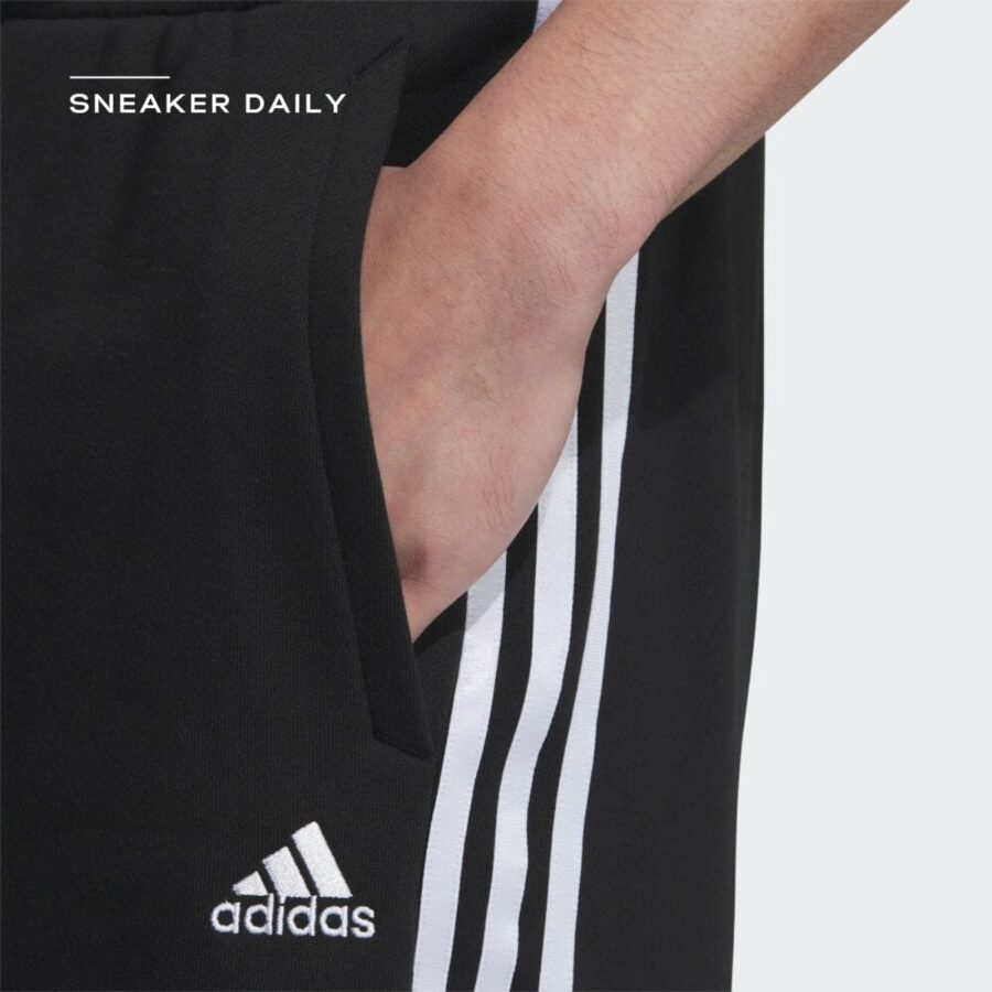 quần adidas essentials plus loose fit 3-stripes french terry shorts - black jf3936