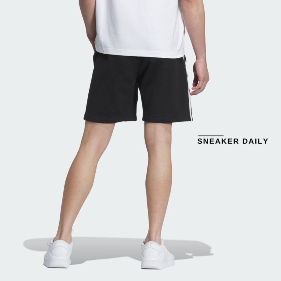 quần adidas essentials plus loose fit 3-stripes french terry shorts - black jf3936