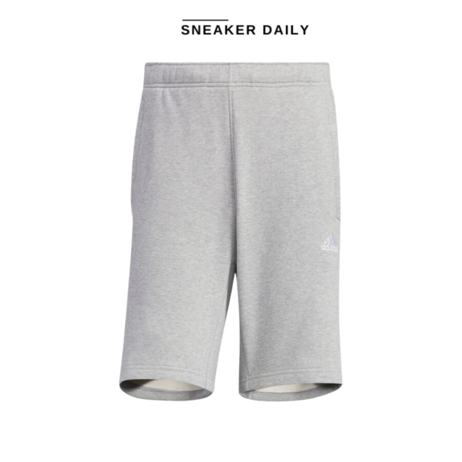 quần adidas essentials plus loose fit 3-stripes french terry shorts - grey jf3953