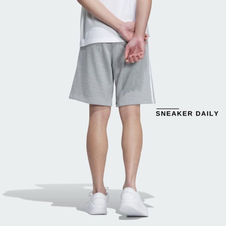 quần adidas essentials plus loose fit 3-stripes french terry shorts - grey jf3953