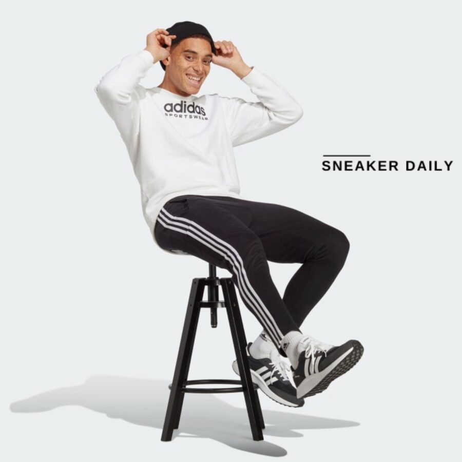 quần adidas essentials single jersey tapered open hem 3-stripes pants ic0044
