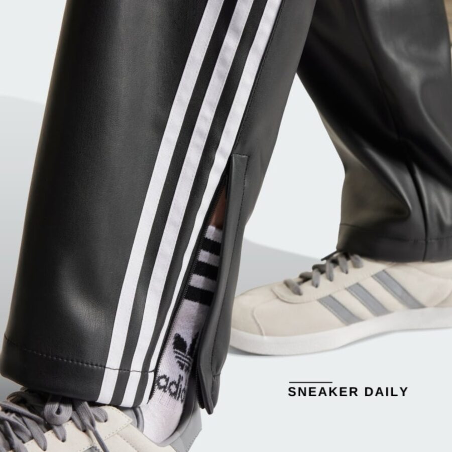 quần adidas faux leather adicolor 3-stripes loose firebird tracksuit pants - black iz4038