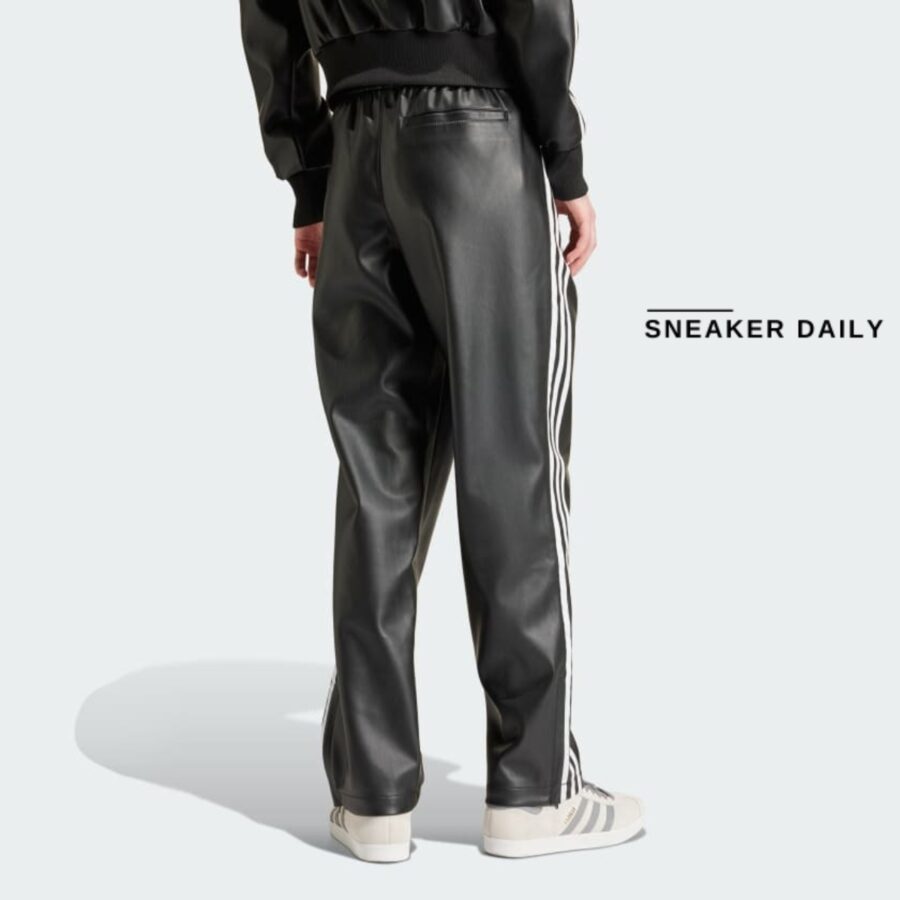 quần adidas faux leather adicolor 3-stripes loose firebird tracksuit pants - black iz4038