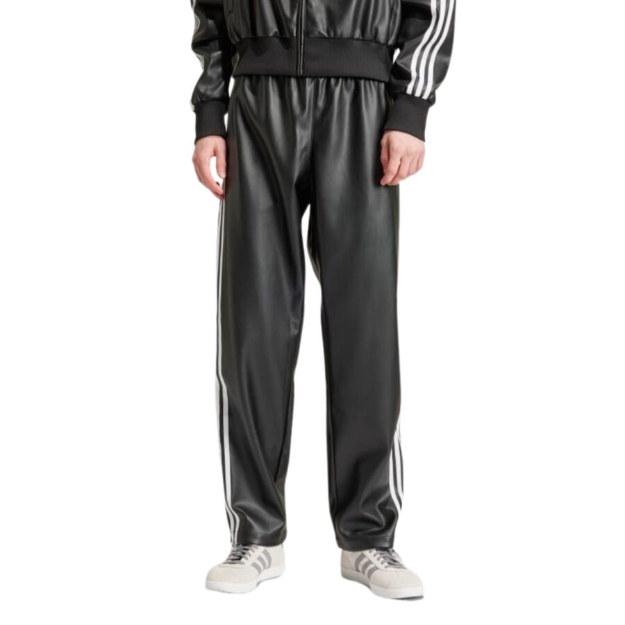 quần adidas faux leather adicolor 3-stripes loose firebird tracksuit pants - black iz4038