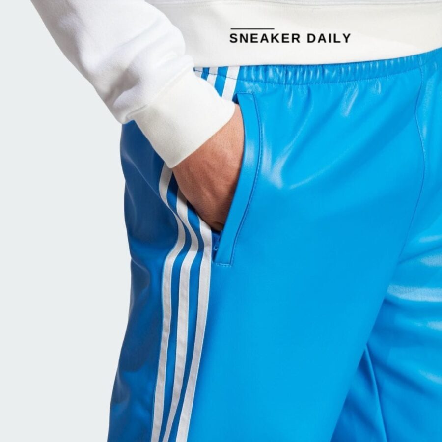 quần adidas faux leather adicolor 3-stripes loose firebird tracksuit pants - blue iz4040