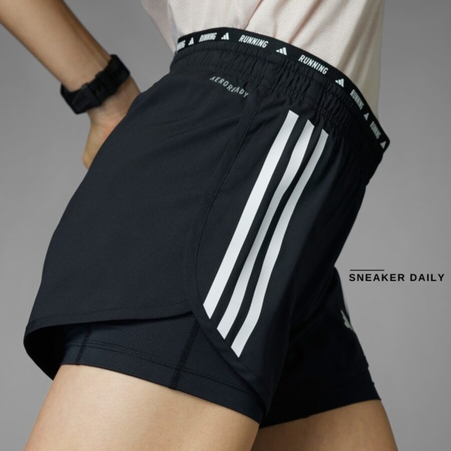 quần adidas own the run 3-stripes 2-in-1 shorts 'black' in1445