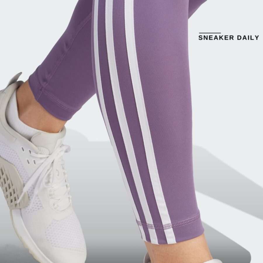 quần adidas train essentials 3-stripes high-waisted 7/8 leggings - purple hy4164
