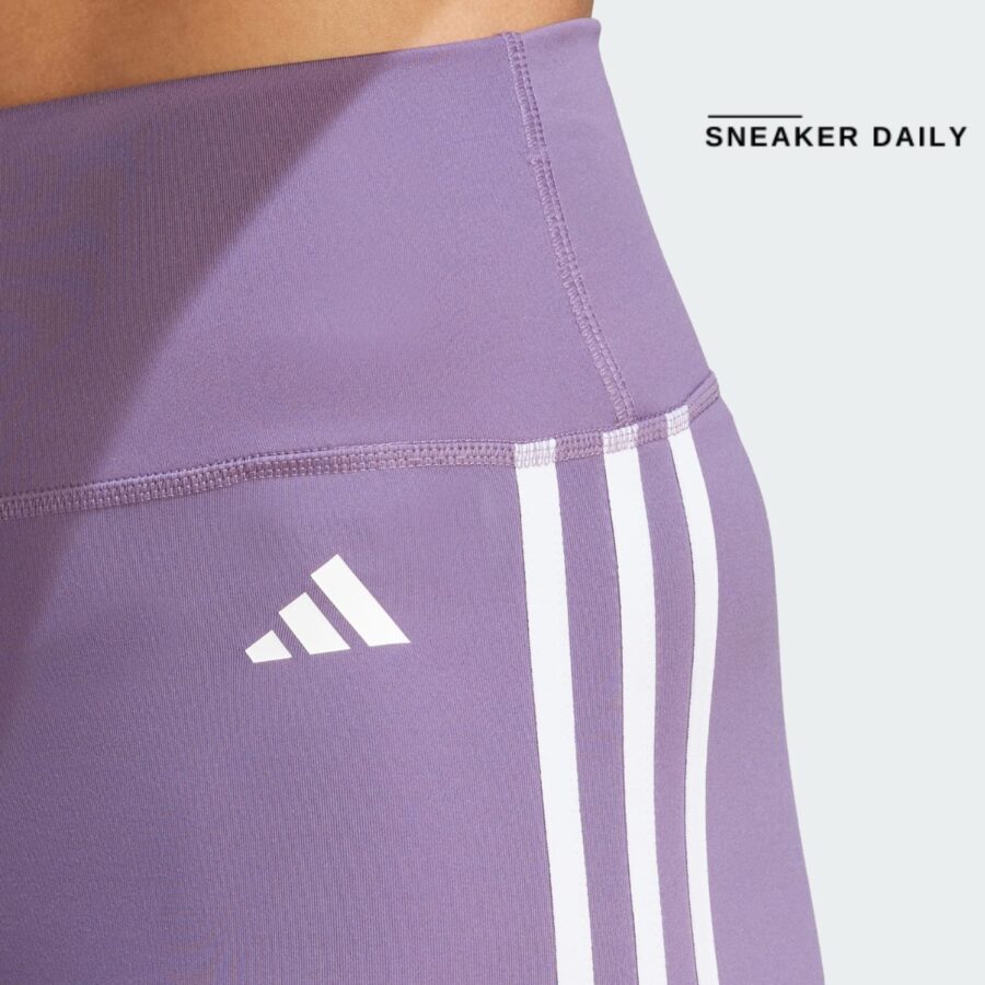quần adidas train essentials 3-stripes high-waisted 7/8 leggings - purple hy4164