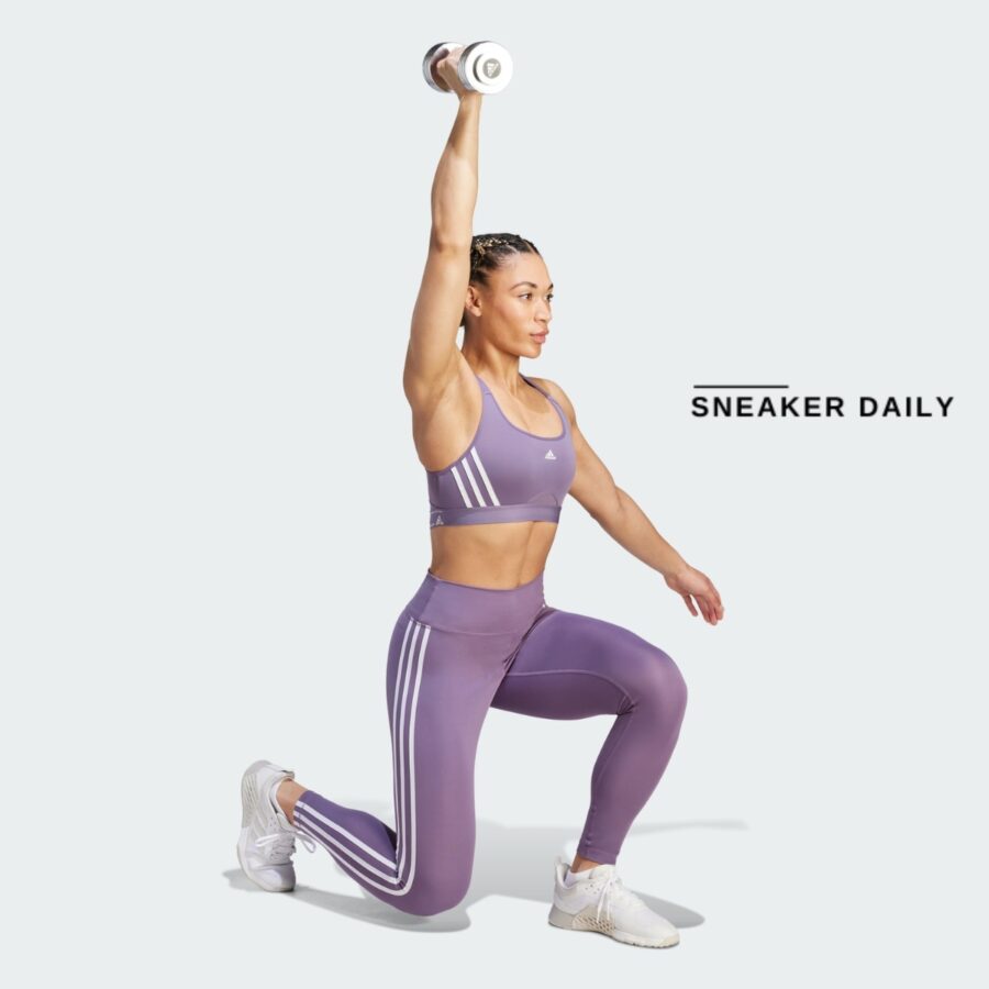 quần adidas train essentials 3-stripes high-waisted 7/8 leggings - purple hy4164