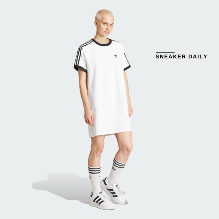 váy adidas 3-stripes raglan dress - white ir8083