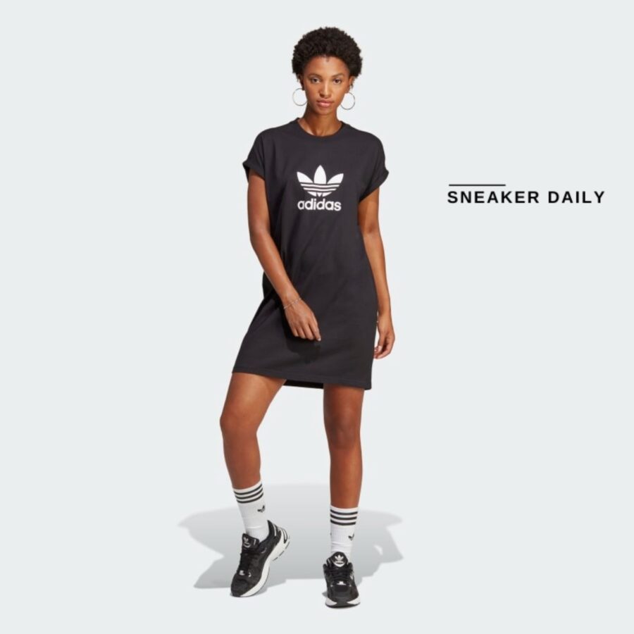 váy adidas adicolor classics trefoil tee dress - black ic5483