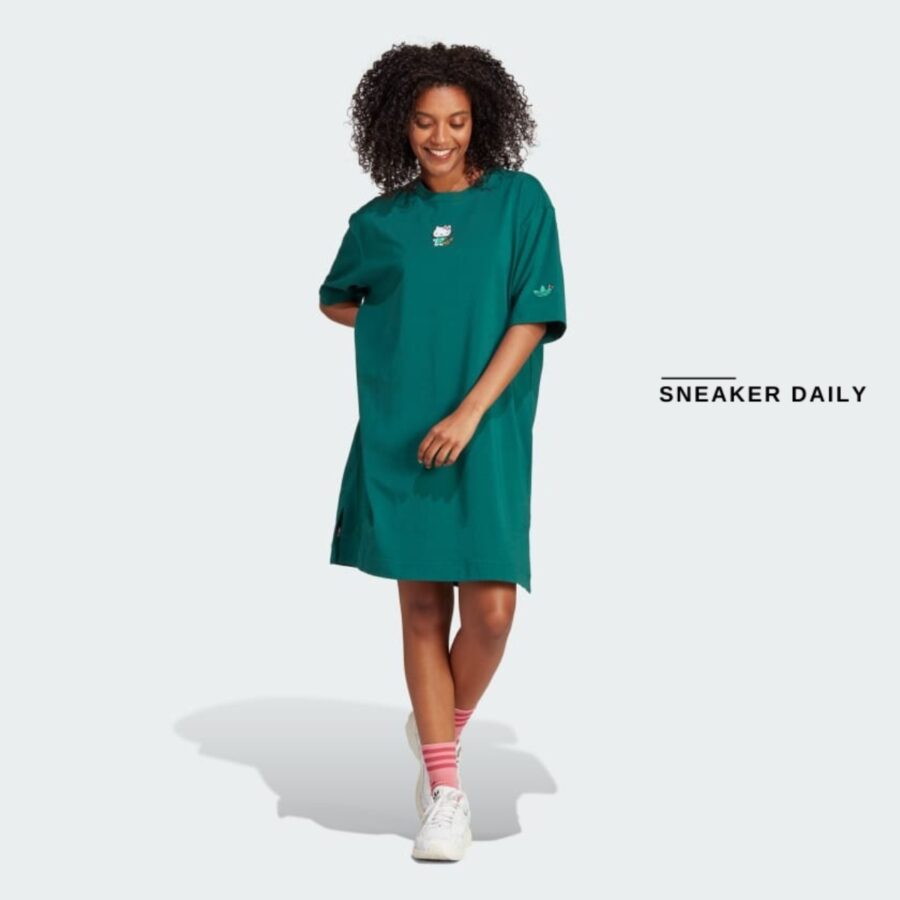 váy adidas originals x hello kitty tee dress 'collegiate green' ik6569