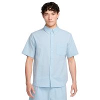 áo nike life men's short-sleeve seersucker button-down shirt - light armoury blue fn3223-440