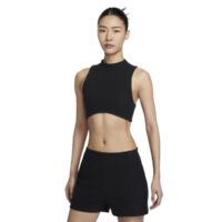 áo nike sportswear chill knit women's tight-fitting turtleneck ribbed short vest - black fn3678-010
