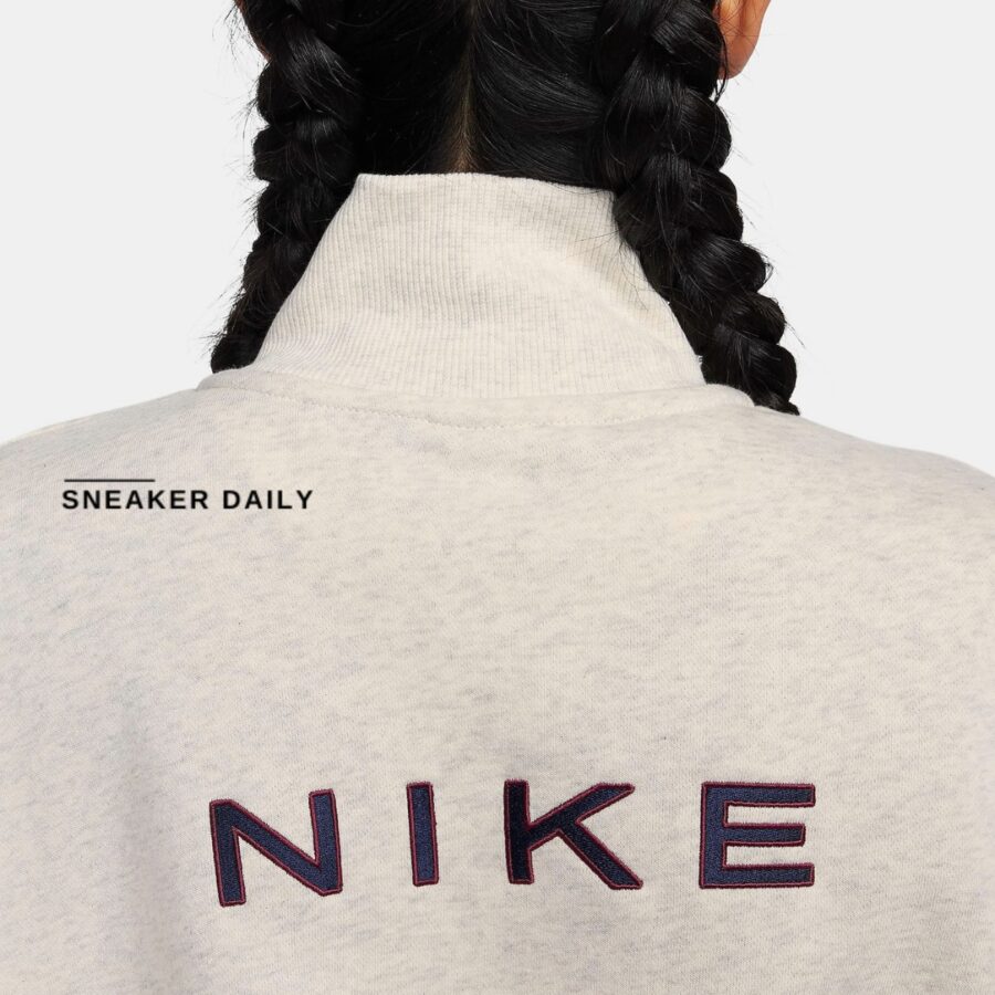 áo nike sportswear women's oversized 1/2-zip crop fleece sweatshirt fz4737-141