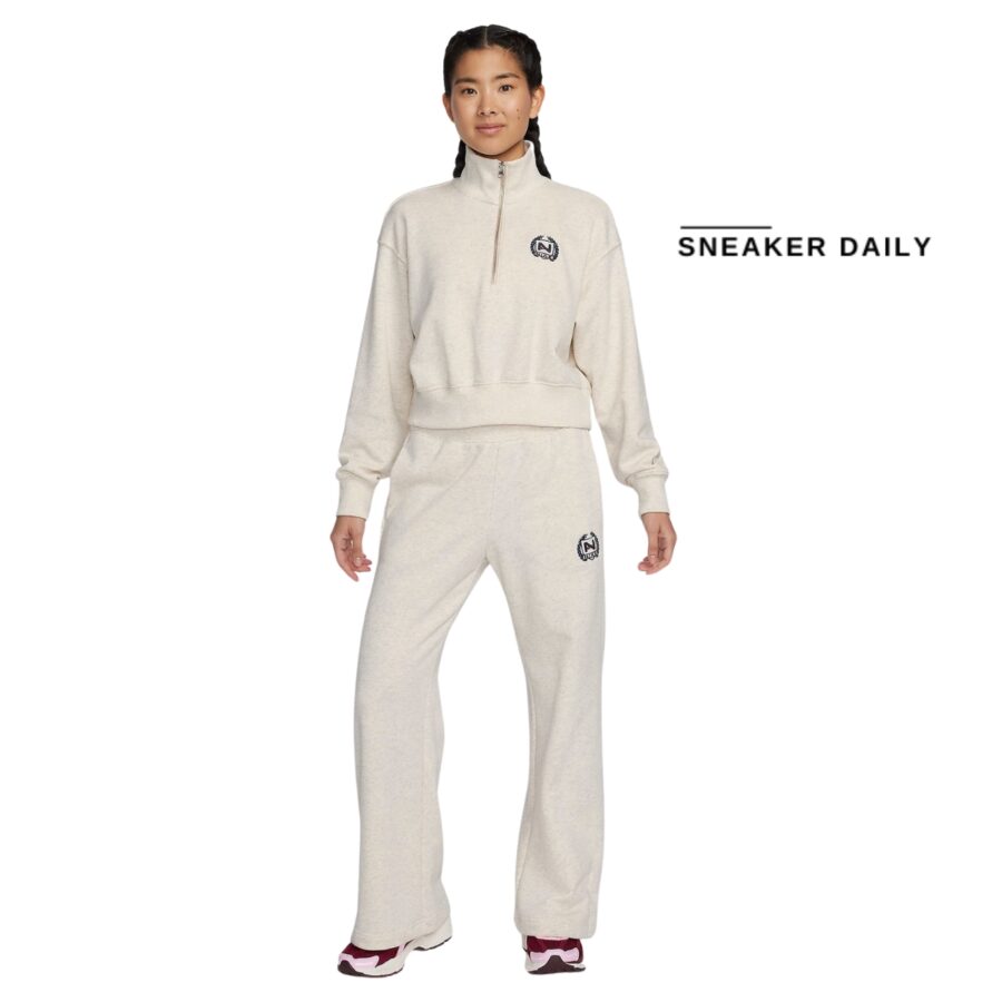 áo nike sportswear women's oversized 1/2-zip crop fleece sweatshirt fz4737-141