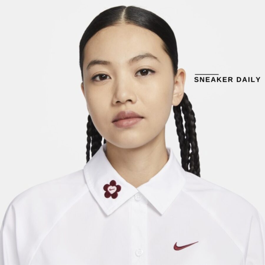 áo nike sportswear women's woven long-sleeved shirt - white hf1131-100