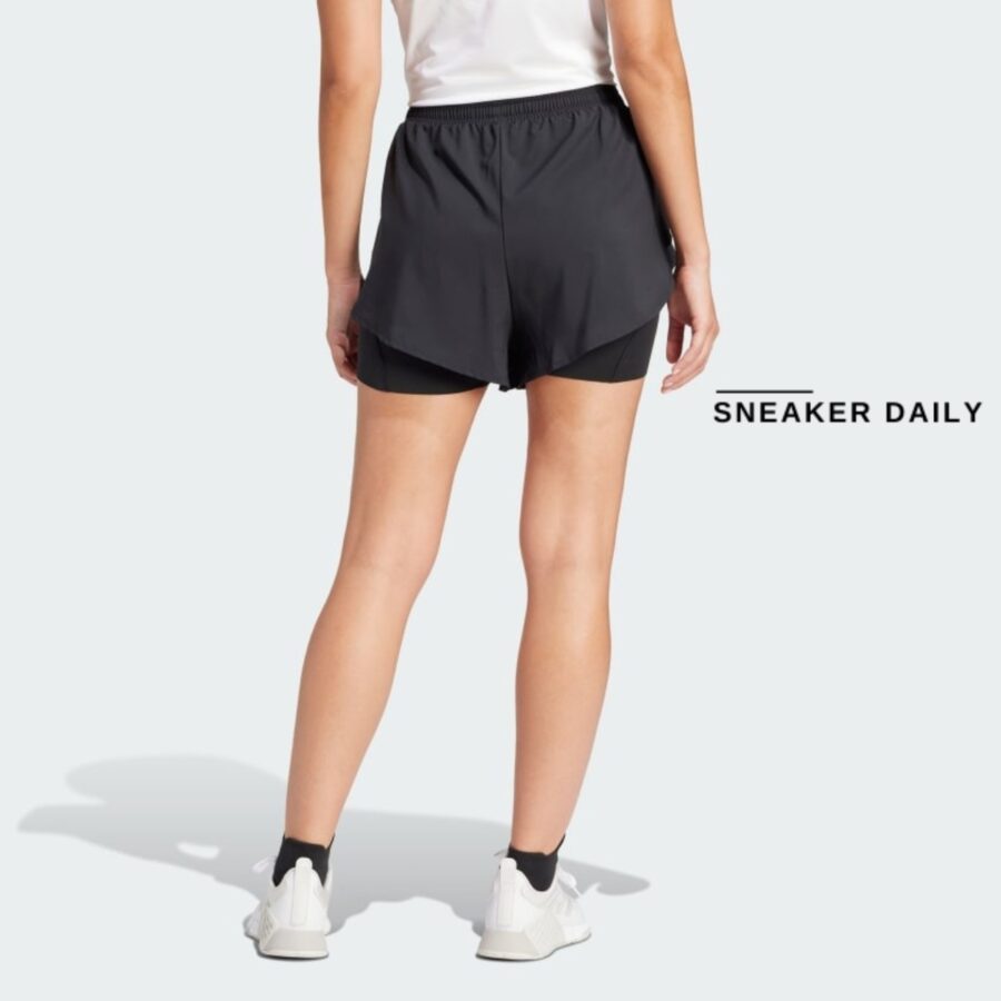 quần adidas designed for training 2-in-1 shorts - black iq2655