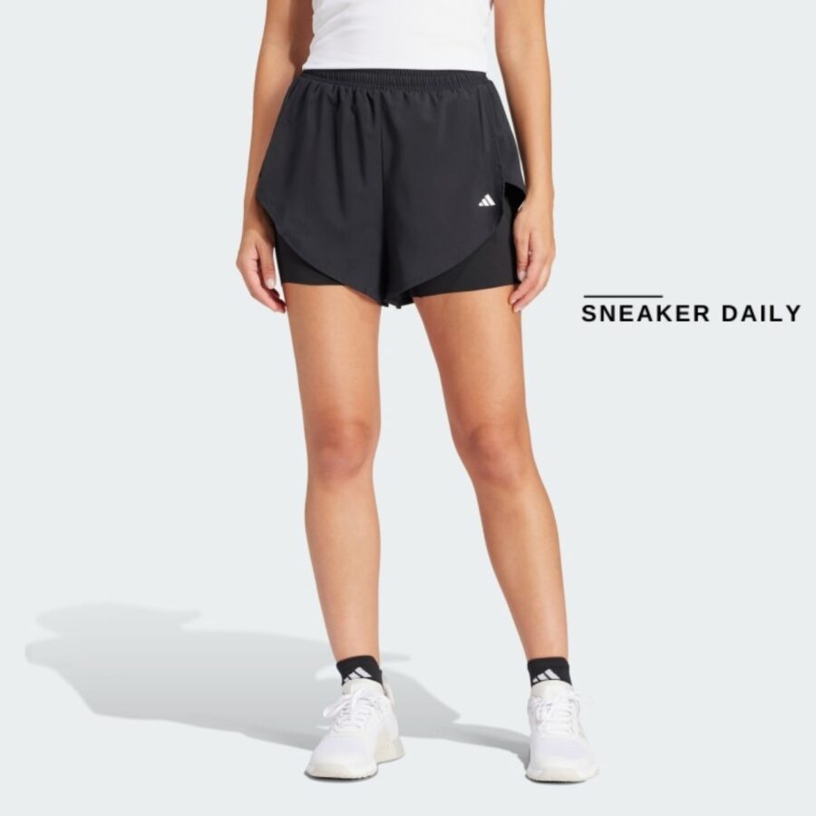 quần adidas designed for training 2-in-1 shorts - black iq2655
