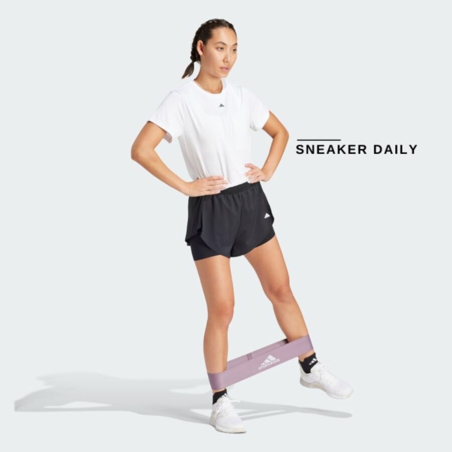 quần adidas designed for training 2-in-1 shorts - black iq2655