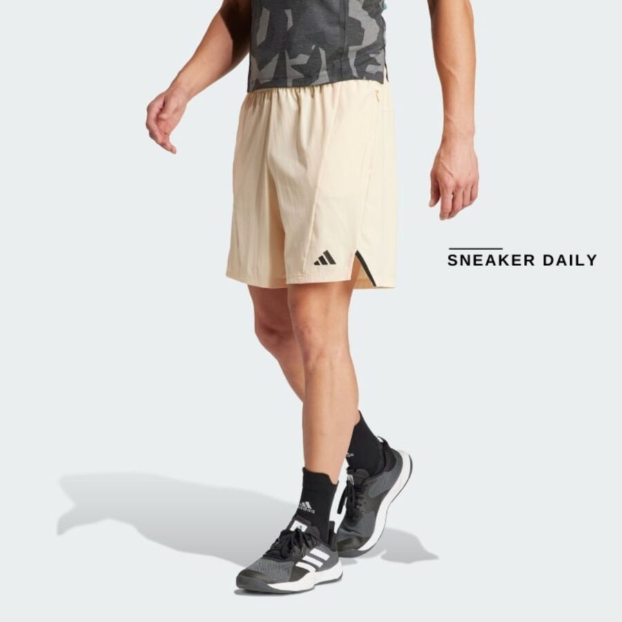 quần adidas designed for training workout shorts - crystal sand is3834