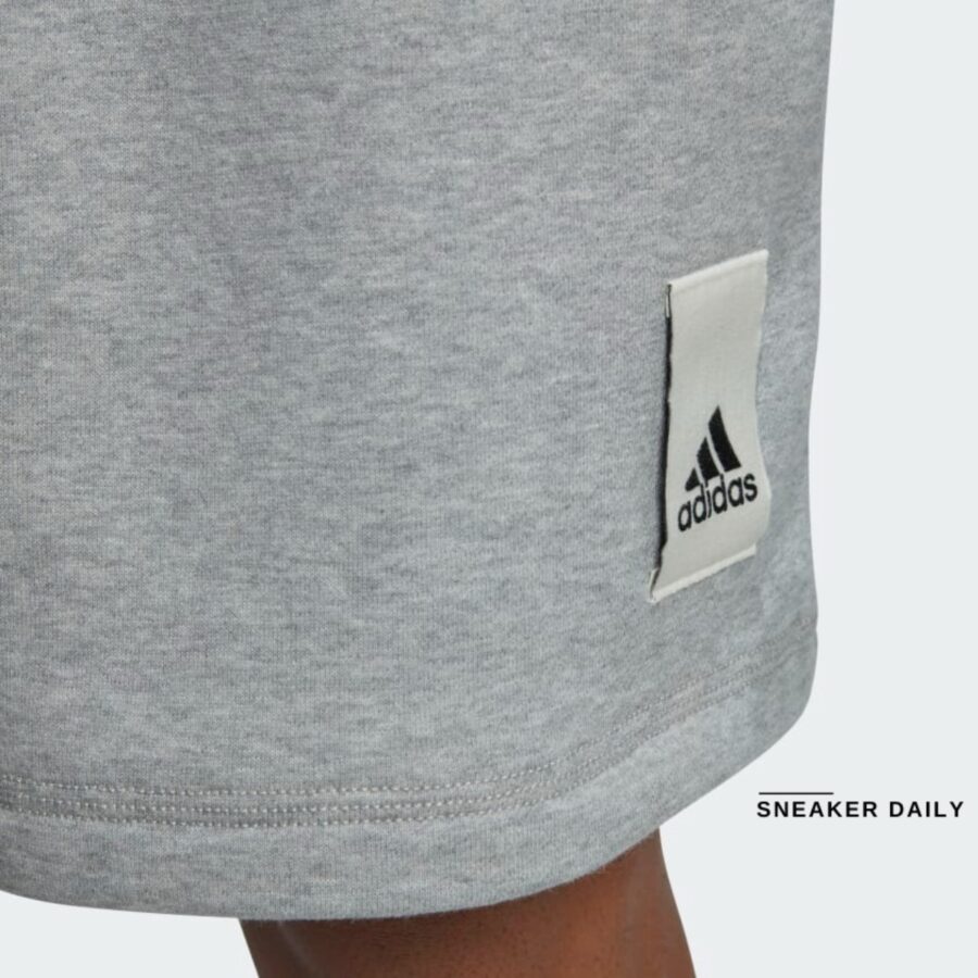 quần adidas lounge fleece shorts - medium grey heather ia9359