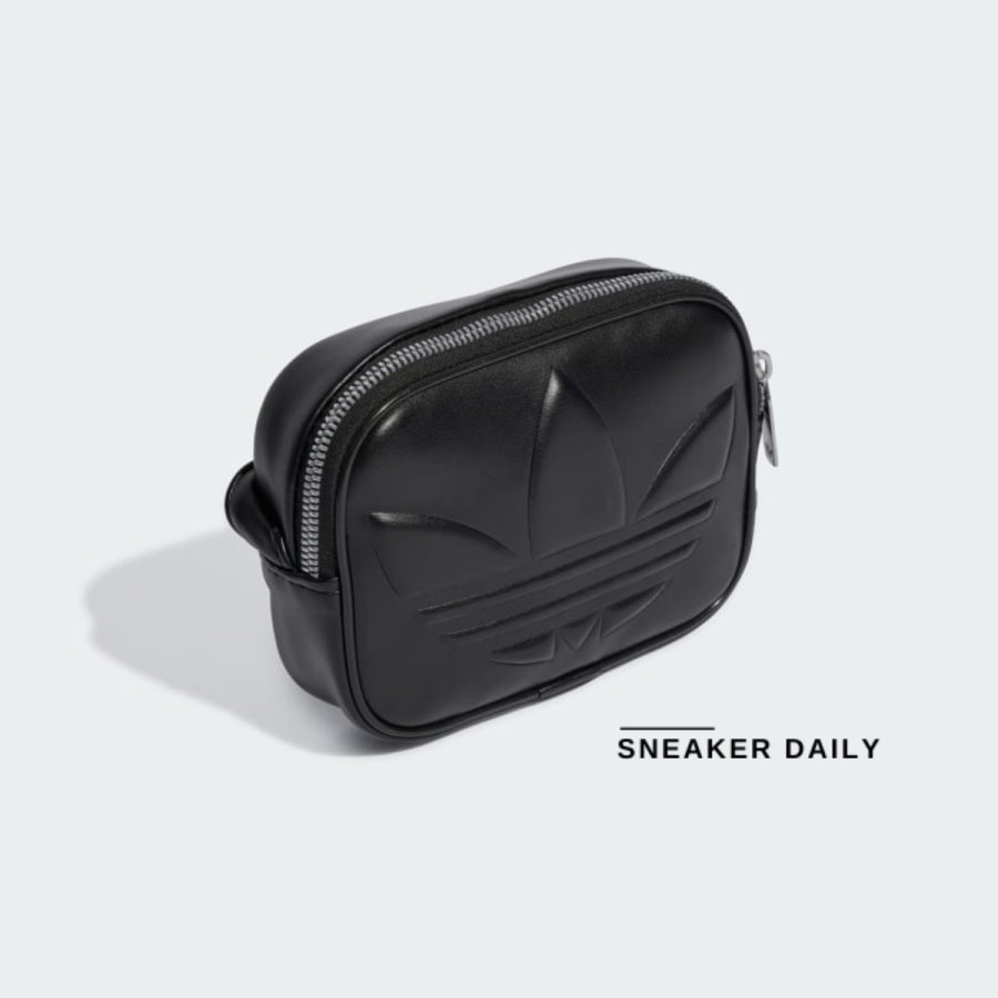 túi adidas polyurethane embossed trefoil mini airliner bag - black it7379